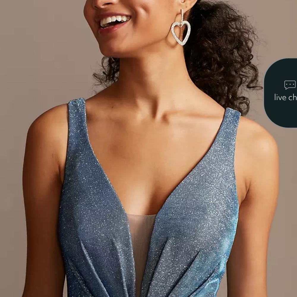 David’s Bridal Illusion Plunge Iridescent Metallic Ball Gown - Picture 5 of 13